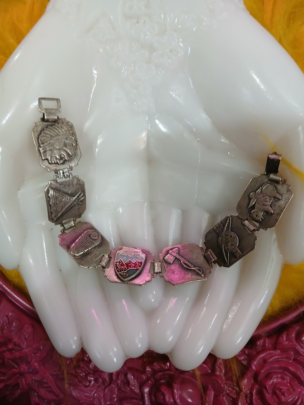 Vintage Grand Canyon Souvenir Panel Bracelet 6.5 Inches